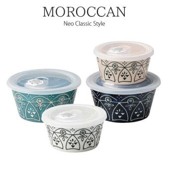 モロッカン マルチレンジ 4pcs 保存容器 食器セット モロッコ風 おしゃれ 日本製 電子レンジ対応 食洗機対応 作り置き 新生活 ギフト〈01486〉 M-mode