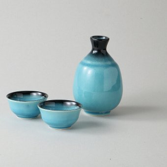 トルコブルー酒器揃 磁器 美濃焼 やきものの里から、暮らしを贈ります。　ギフト 食器 セット テーブルウェア