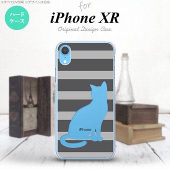 iPhoneXR iPhone XR スマホケース ハードケース 猫 ボーダー B グレー メンズ レディース nk-ipxr-960