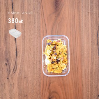 EMBALANCE エンバランス 保存容器 380ml クリアコンテナ XS[保存容器 クリア プラスチック 透明 中身が見える 保存ケース 薄型 容器 日本製 おしゃれ 弁当箱 ご飯 保存 保存用 小分け 小型 ミニ 小さい フードコンテナ BPAフリー 四角]