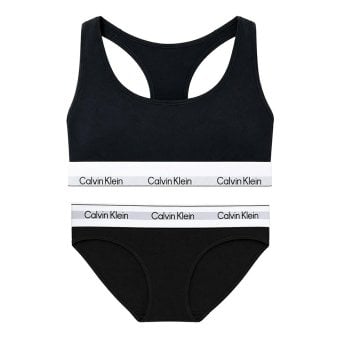 カルバンクライン Calvin Klein(CK) ブラ&ショーツ セット ロゴ 無地 ノンワイヤー アンダーウェア インナー 下着 QF8493+QF8520 レディース ブラック