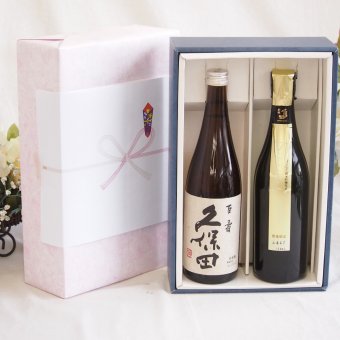 感謝贈り物ボックス 大切な方へ日本酒 2本セット(盛田金しゃち 金鯱 しぼっとる 純米吟醸原酒(愛知県) 久保田百寿 特別本醸造(新潟県)) 720ml×2本
