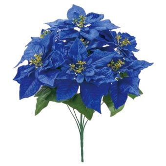造花　クリスマス　青いポインセチア　ポインセチアブッシュ　鮮やかな青