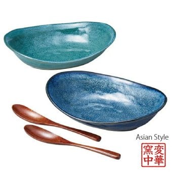 釉変わり オーバルカレーペア カレー皿 ペアプレート オーバル皿 パスタ皿 和食器 和モダン 美濃焼 日本製 電子レンジ対応 食洗機対応 内祝い 結婚内祝い 出産内祝い お返し ギフト 〈02363〉 M-mode