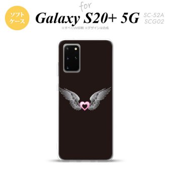 SC-52A SCG02 Galaxy S20+ 5G スマホケース ソフトケース 黒翼 ハート 黒 ピンク メンズ レディース nk-s20p-tp467