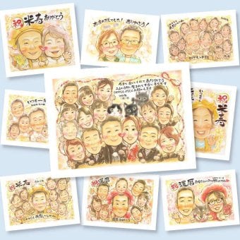 結婚のギフトに、見た瞬間、笑顔がこぼれる贈り物になります。相談しながら作れる、あたたかな似顔絵ギフトです。 似顔絵 サンクスボード 贈り物 プレゼント 名入れ ギフト 手描き 結婚 婚礼 感謝 結婚式 挙式 大人数 新郎 新婦 名入れ 修正無料 下書き確認 親孝行 そっくり 似てる 一生もの 結婚式 一生もの 披露宴 入籍 引っ越し 米寿祝い 大量注文 節目 ハロウィン 初任給 家族 贈答品