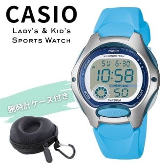 カシオ 腕時計 レディース キッズ 子供 水色 ブルー シルバー デジタル 海外モデル 逆輸入 10年電池 50m防水 LEDライト 小さめ 軽量 学生 入学祝い 誕生日 プレゼント ギフト CASIO 収納ケース付き 成人 卒業 入学