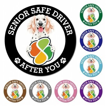 カーサイン 高齢者マーク SENIOR SAFE DRIVER イングリッシュセター マグネット 強力 直径13cm 肉球 日本製 車 ステッカー
