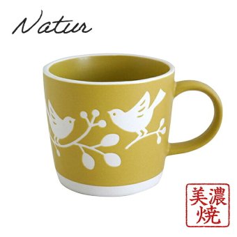 ナチュル マグカップ バード イエロー マグカップ 北欧風 美濃焼 日本製 コーヒーカップ ティーカップ 鳥柄 おしゃれ かわいい 内祝い 結婚祝い ギフト 〈20675〉 M-mode