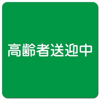 高齢者送迎中 文字 グリーン カーサイン 車 マグネットステッカー マグネット 強力 13x13cm 正方形 学校 送迎バス 送迎車 介護 障がい者 児童 施設 幼稚園 保育所 デイサービス 自動車 介護車両 かわいい おしゃれ