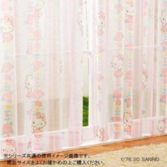 ハローキティ レースカーテン 2枚セット 幅100×176cm丈 花柄 サンリオ おしゃれ かわいい キャラクター 子供部屋 寝室 リビング 洗える カーテン 既製 カーテンセット サンリオ正規ライセンス品
