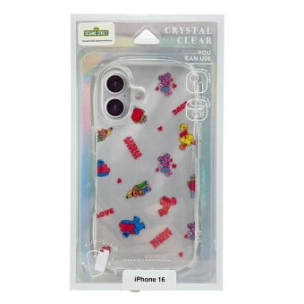 セサミストリート クリスタルクリアケース (iPhone16) 総柄 iPhoneケース スマホ用品