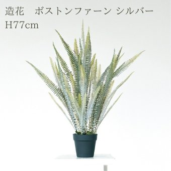 観葉植物 造花 ボストンファーン シルバー BROWN 全高約77cm 卓上・小型 フェイクグリーン 本物そっくり おしゃれ インテリア 人工観葉植物 アーティフィシャルグリーン オフィス 店舗 ホテル 開店祝い 室内 ミニ シダ タマシダ フェイク
