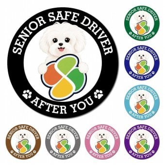 カーサイン 高齢者マーク SENIOR SAFE DRIVER マルチーズ マグネット 強力 直径13cm 肉球 日本製 車 ステッカー