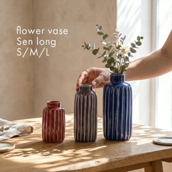 陶器の花瓶 削ぎ ロング S・M・L フラワーベース セン トーツウ｜レッド ブルー パープル｜ おしゃれ かわいい｜北欧 カフェ風 インテリア 一輪挿し 花びん 花器｜ギフト プレゼント 新生活 母の日【TOTU】