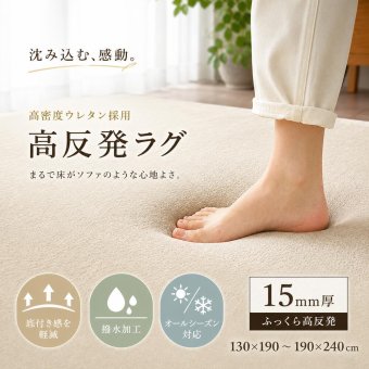 ラグ カーペット 高反発 極厚 厚手 撥水 防音 滑り止め 絨毯 じゅうたん オールシーズン 北欧 おしゃれ 洗える風 リビング フロアマット 床暖房 ホット 対応 130×190 190×190 190×240 一人暮らし 子供部屋 防ダニ クッション