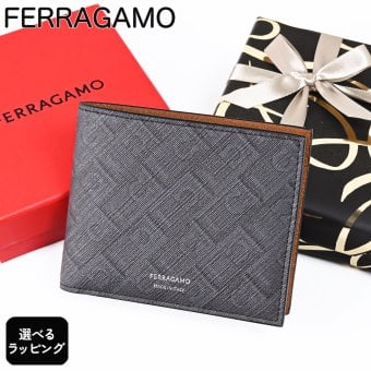【スペシャルラッピング付き】フェラガモ Salvatore Ferragamo サルヴァトーレフェラガモ 二つ折り財布 2026AW 小銭入れ付き ウォレット モノグラム ガンチーニ メンズ ブラック ブラウン 661594 795894 004 0795894 折財布