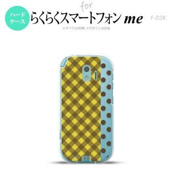 【F03K】【スマホケース/スマホカバー】F03K スマホケース らくらくスマートフォンme F-03K カバー チェック･ドット 黄 nk-f03k-1522【メール便送料無料】