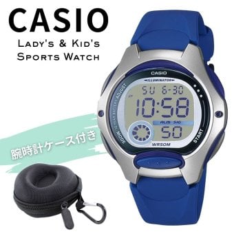 カシオ 腕時計 レディース キッズ 子供 ブルー 青 シルバー デジタル 海外モデル 逆輸入 10年電池 50m防水 LEDライト 小さめ 軽量 学生 入学祝い 誕生日 プレゼント ギフト CASIO 収納ケース付き 成人 卒業 入学