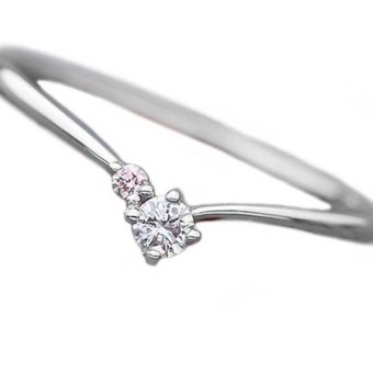 ダイヤモンド リング プラチナ Pt950 合計0.06ct 8号 V字モチーフ 指輪 ピンクダイヤ 鑑別カード付 婚約指輪 結婚指輪 レディース アクセサリー
