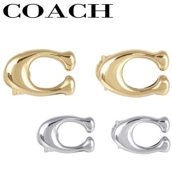 コーチ ピアス シグネチャー 女性 レディース ゴールド シルバー COACH 選べる2カラー 【369816GLD710 369816RHO030】 ジュエリー アクセサリー 【ラッピング無料 誕生日 お祝い プレゼント ギフト 贈り物】