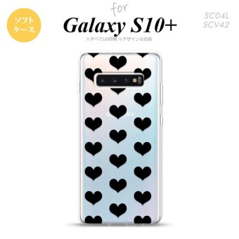 SC-04L SCV42 Galaxy S10+ スマホケース ソフトケース ハート A 黒 メンズ レディース nk-s10p-tp015