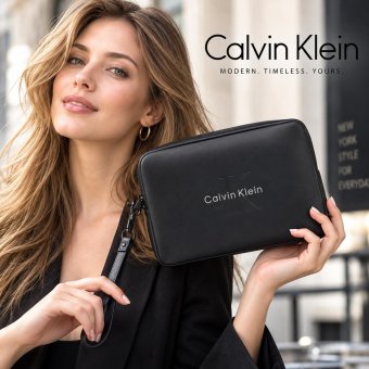 カルバンクライン　CK　Calvin Klein　セカンドバッグ　LV04D1257G UB1　ブラック BLACK　BOLD POUCH WITH HANDLE　ボールド ポーチ ウィズ ハンドル　クラッチバッグ　Europeライン