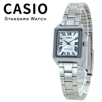 箱なし カシオ 腕時計 レディース CASIO シルバー ローマ数字 スクエア 長方形 小さめ メタル 海外モデル 逆輸入 シンプル 上品 仕事 通勤 誕生日 プレゼント ギフト 成人 卒業 入学