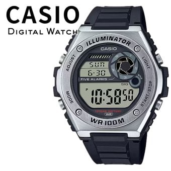 箱なし カシオ 腕時計 メンズ ブラック シルバー デジタル CASIO 海外モデル 10年電池 100m防水 デュアルタイム ストップウォッチ タイマー アラーム LEDライト スポーツ プレゼント ギフト 成人 卒業 入学