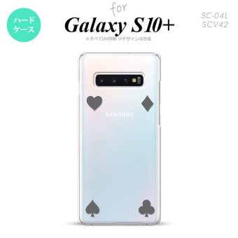 SC-04L SCV42 Galaxy S10+ スマホケース ハードケース トランプ 四隅 グレー メンズ レディース nk-s10p-521