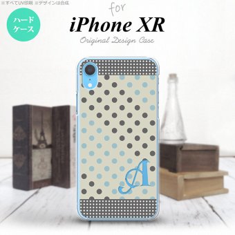 iPhoneXR iPhone XR スマホケース ハードケース ドット 水玉 C グレー 青 +アルファベット メンズ レディース nk-ipxr-1650i