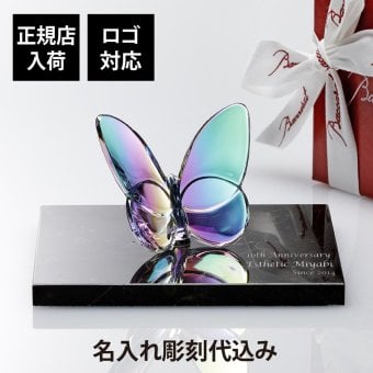 Baccarat バカラ ラッキー バタフライ イリゼクリア・大理石 台座 Sサイズ オリジナルセット 名入れ 彫刻 刻印 ギフト 記念品 誕生日 受賞 お祝 法人 開店 周年 創業 結婚祝 敬老の日 退職 正規品 高級 ブランド 蝶 オブジェ