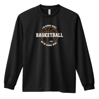 バスケ ロンT 長袖 Tシャツ メンズ 練習着 レディース ジュニア ウェア ドライ おもしろ tシャツ 名入れ おしゃれ キッズ 文字入れ無料 「絶対勝つ 」 アートワークスコウベ 【送料無料】