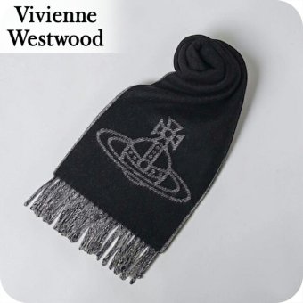 ヴィヴィアン ウエストウッド マフラー メンズ レディース ブランド Vivienne Westwood ロゴ W01MK-N402 BLACK WHITE ビビアン