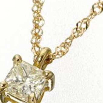 ダイヤモンド ネックレス 0.15ct プリンセスカット ペンダント イエローゴールド K18 一粒ダイヤ スクエア シンプル レディース アクセサリー 記念日 誕生日 プレゼント 宝石