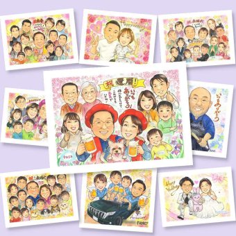 還暦のプレゼントに、思い出を鮮やかに残す似顔絵。下書き確認ができるので、安心して贈れます。 似顔絵 還暦祝い 贈り物 ギフト プレゼント 手描き 名入れ 還暦 誕生日 お祝い 記念 大人数 おばあちゃん 祖父 祖母 おじいちゃん 修正無料 名入れ 下書き確認 そっくり 親孝行 一生もの 実績多数 傘寿 一生もの 還暦 長寿 感謝 オリジナル 応援 バレンタインデー 喜寿祝い 闘病中の方への励まし