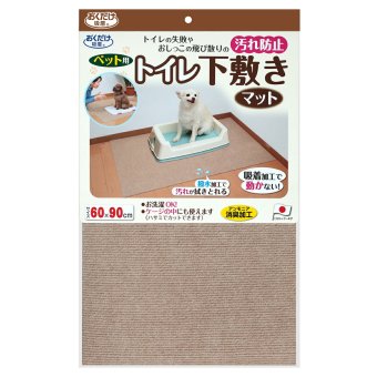 サンコー おくだけ吸着 ペット用トイレ下敷きマット ベージュ 撥水 防臭 洗濯可 タイルマット