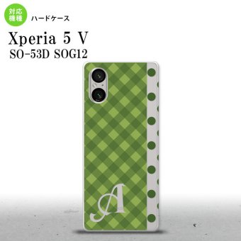Xperia 5V Xperia 5V スマホケース 背面ケース ハードケース チェック ドット 緑 +アルファベット 2023年 10月発売 nk-xp55-1524i