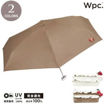 wpc. 遮光 ケーキモチーフ mini ケーキ ショートケーキ ミニ 折り畳み傘 完全遮光 晴雨兼用 傘 日傘 雨傘 UVカット100% 遮熱 801-11676-102 スイーツ フリル 撥水 軽量 wpc