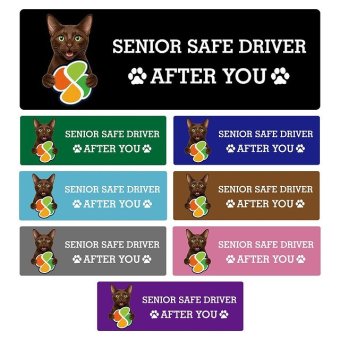 カーサイン 高齢者マーク SENIOR SAFE DRIVER ハバナブラウン ステッカー シール 長方形 20x6.7cm 肉球 日本製 車