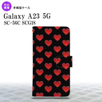 Galaxy A23 GalaxyA23 手帳型スマホケース カバー ハート 黒 赤 2022年 10月発売 nk-004s-a23-dr117