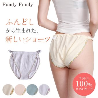 ふんどしショーツ レディース フンディーフンディー コットン100％ ダブルガーゼ ふんどしパンツ ナイトショーツ 締め付けにくい ゆったり 女性用 下着 インナー 天然素材 綿100％ バックゴム 日本製 M L LL 就寝用 リラックス 母 妻 女性 誕生日 母の日 プレゼント ギフト