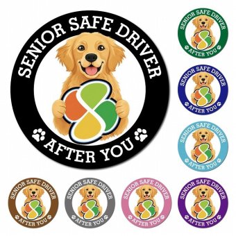 カーサイン 高齢者マーク SENIOR SAFE DRIVER ゴールデンレトリバー マグネット 強力 直径13cm 肉球 日本製 車 ステッカー