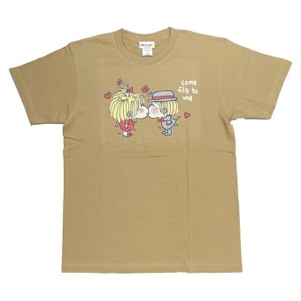 水森亜土 カラーTシャツ(M) キス ベージュ アパレル 送料込み