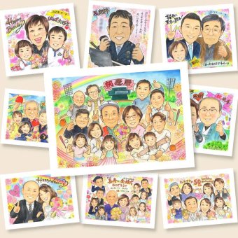 還暦のギフトに、贈った瞬間の笑顔まで楽しみになる一枚。初めての似顔絵注文でも安心です。 ギフト 還暦祝い 似顔絵 名入れ 贈り物 手描き プレゼント 還暦 誕生日 お祝い 記念 大人数 祖母 おばあちゃん おじいちゃん 祖父 修正無料 名入れ 下書き確認 一生もの かわいい 似てる 親孝行 還暦 長寿 一生もの 傘寿 カラフル オリジナル ブライダルギフト 二次会 感謝の品 白寿祝い 初任給