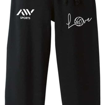 バレーボール スウェットパンツ メンズ レディース 裏パイル スエット ルームウェア スポーツ ジャージ 綿100 長ズボン 名入れ おしゃれ 文字入れ無料 「Love バレーボールロゴ」 アートワークスコウベ 【送料無料】