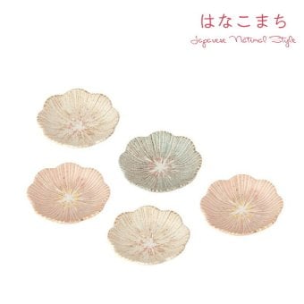 はなこまち 豆皿揃 和食器 豆皿 小皿 醤油皿 薬味皿 花柄 おしゃれ かわいい 来客用 結婚祝い ギフト〈00840〉 M-mode