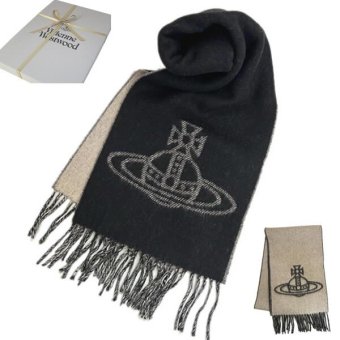 ヴィヴィアンウエストウッド マフラー Vivienne Westwood 81030006 W01MK N402 Double Face Scarf BLACK WHITE ブラック ホワイト リバーシブル ビッグオーブロゴ
