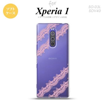 SO-03L SOV40 901SO Xperia 1 スマホケース ソフト カバー レース 帯 A ピンク nk-xp1-tp1095