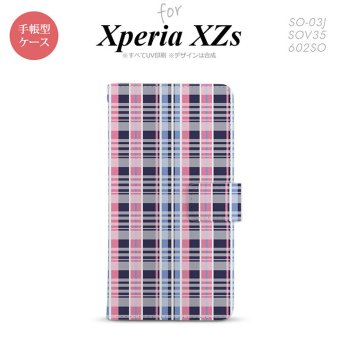 【手帳型 スマホ カバー ケース】【SO03J】【エクスペリア XZs】手帳型 ケース SO-03J スマホ カバー Xperia XZs エクスペリア チェックB ピンク青 nk-004s-so03j-dr440【メール便送料無料】